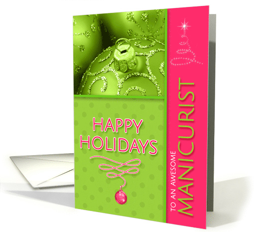 for Manicurist Christmas Hot Pink and Lime Green Modern card (861153)