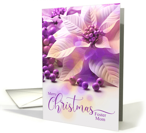 for Foster Mom Christmas Lavender Purple Poinsettia card (861753)