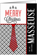 for Masseuse Merry Christmas Masculine Necktie Sporty Theme card