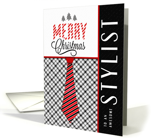 For the Stylist at Christmas Masculine Necktie Sporty Theme card
