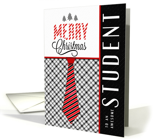 for Student Merry Christmas Masculine Necktie Sporty Theme card