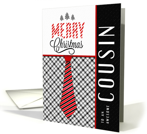 for Male Cousin at Christmas Masculine Necktie Sporty Theme card