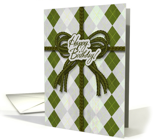 for Him Birthday in Green and Gray Argyle Pattern card (875381)
