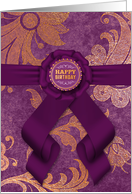 for Her Birthday Violet Purple and Gold Colored Leafy Design card