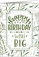 for Anyone Birthday Wish Big Botanical Sage Green Leaves card