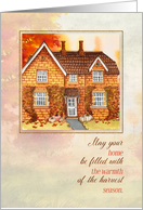 1st Thanksgiving in Your New Home Golden Autumn Painting card