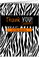 Donation Thank You Zebra Animal Print with Orange Accents card