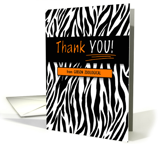 Custom Business Thank You in Zebra Print card (883548)