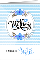 for Sister Mother’s Day Blue Bontanical and Polka Dots card