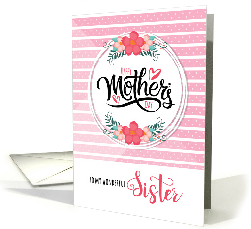 for Sister Mother's Day Pink Bontanical and Polka Dots card (886730)