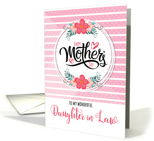 for Daughter in Law Mother's Day Pink Bontanical and Polka Dots card