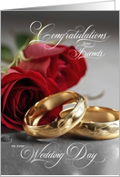 for Friends Gay Wedding Congratulations Roses and Rings card