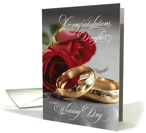 for Daughter on her Wedding Day Roses and Rings card (887251)