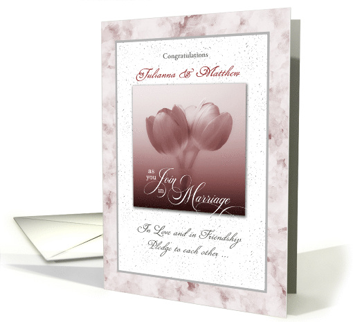 Custom Wedding Congratulations Pink Tulips card (887254)