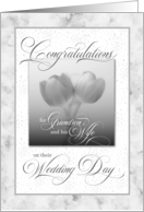 for Grandson and his Wife Wedding Congratulations Silver Tulips card