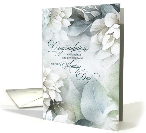 for Granddaughter and Husband Wedding Tulips Grayscale card (887262)