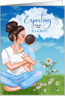 Personalized Expecting A Son Baby on the Way Announcement card