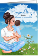 Custom Congratulations on the Birth of her First Child Blue card