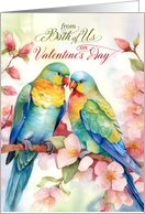 From Both of Us on Valentine’s Day Lovebird Parakeets card