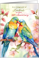 35th Wedding Anniversary Pair of Lovebird Parakeets card