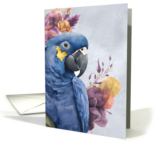 Hyacinth Macaw Parrot in Blue and Purple Blank Any Occasion card