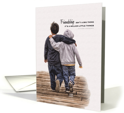 Friendship Little Boys Oil Painting Blank card (895630)