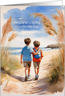 Friendship Little Boys Watercolor Illustration Blank card