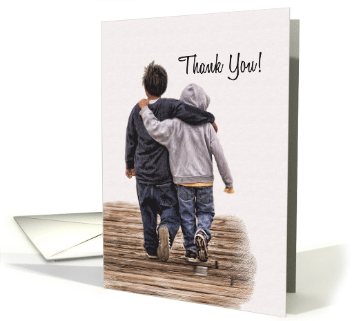 Thank You for Helping Two Little Boys Oil Painting card (895660)