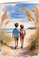 I’m Here For You Little Boys Beach Watercolor Illustration card