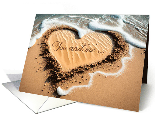 You plus Me Written in the Sand for Valentine's Day card (895683)
