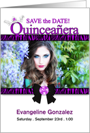 Quinceanera Save the Date Purple Zebra Print Custom Photo card