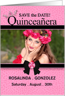 Quinceanera Pink Cheetah Print Save the Date Custom Photo card