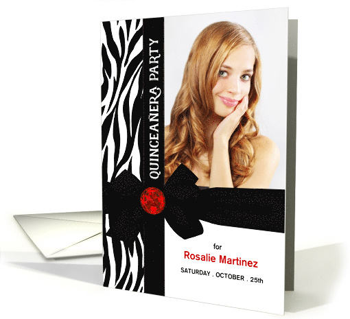 Quinceanera Zebra Print with Custom Name and Photo card (896442)