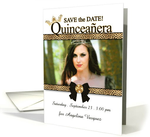 Quinceanera Save the Date Cheetah Print with Photo card (896644)