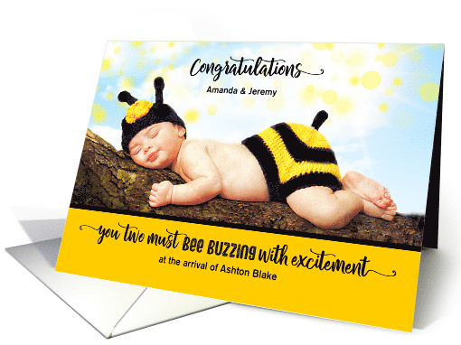 New Baby Congratulations BUZZING with Excitement Custom card (898624)