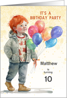 Boy Age Specific Birthday Party Red and Blue with Custom Text card