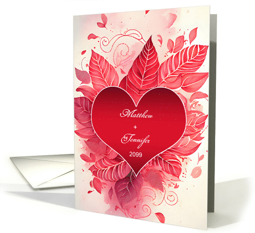 Personalized Valentine's Day Lover's Red Heart Botanical Custom card