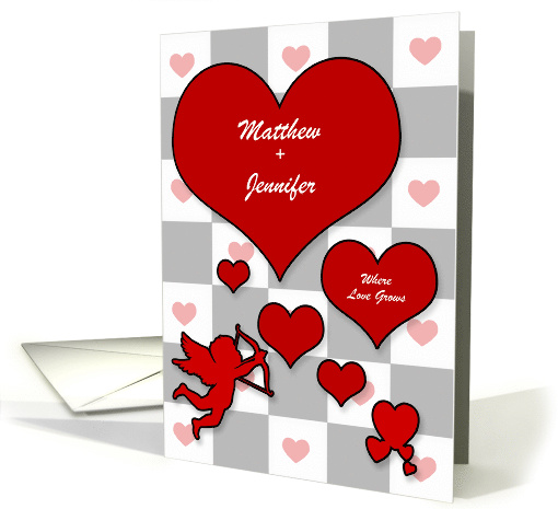 Personalized Valentine's Day Lover's Hearts with Cupid card (899453)