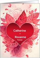 Gay and Lesbian Valentine’s Day Red Heart Botanical with Names card
