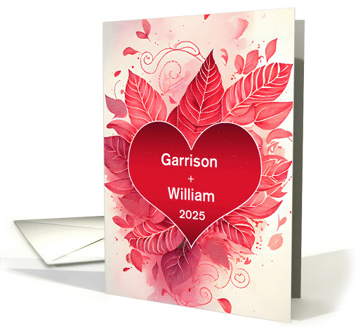 Gay Life Partner Valentine's Day Red Heart Botanical card (899599)