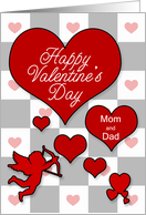 For Mom and Dad on Valentine’s Day Hearts with Cupid card