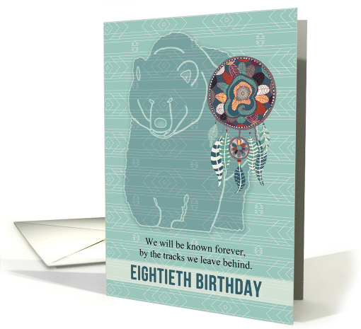 80th Birthday Native American Themed Spirit Bear card (902378)