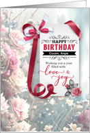 for Cousin’s Birthday Custom Name Pink Vintage Roses card