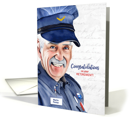 MALE Postal Service or Mail Carrier Retirement Custom Name card