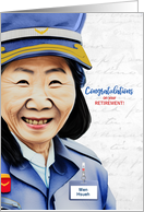FEMALE Postal Service Mail Carrier Retirement Asian American card