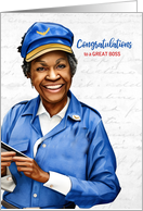 African American Female Boss Postal Service Retirement card