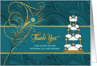 Wedding Planner Wedding Thank You Peacock in Teal and Gold card