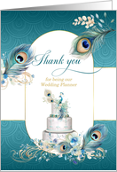 Wedding Planner Wedding Thank You Peacock in Teal and Gold card