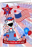 Baby’s 1st 4th of July Cute Patriotic Cartoon Cat card