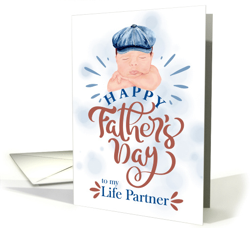 For Life Partner on Father's Day Cute Baby in a Gatsby Beret card